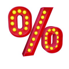 procent lamp 3d render light red 