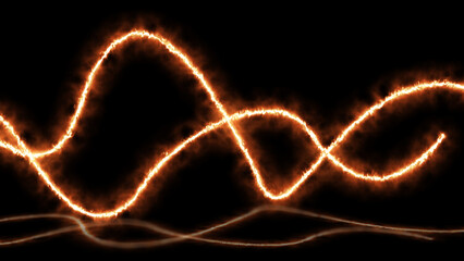 Abstract bright Orange lines light energy electric magical with reflections. abstract fire effect Neon lines background.