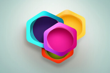 Abstract colorful 3d shape graphics as label template generative ai © Tohamina