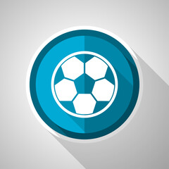 Soccer symbol, flat design vector blue icon with long shadow