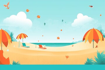 Obraz na płótnie Canvas Summer Background Illustration: A Beautiful Beach Scene Created with Generative AI