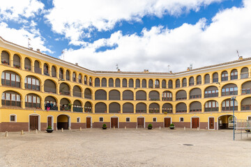 Obraz premium old bullring, now converted into houses, in the historic center of the city of Tarazona in the province of Zaragoza, Spain