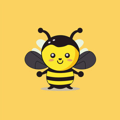 A cartoon character with a yellow background, a bee with a black and yellow face.