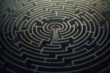 the man reaches end of maze. Generative AI.