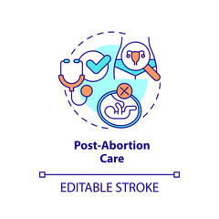 Post abortion care concept icon. Emergency medical service. Life saving. Abortion clinic. Reproductive health abstract idea thin line illustration. Isolated outline drawing. Editable stroke
