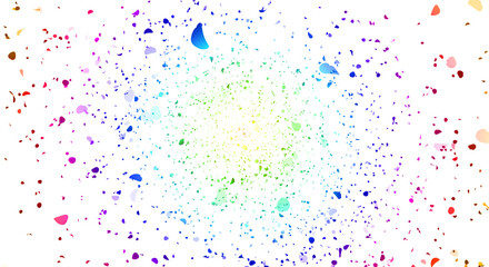 ひらひらと風に舞い散るカラフルな花びら　花吹雪・フラワーシャワー・結婚式・ウエディング・お祝い・春・凱旋・入学・パーティーのイメージ素材