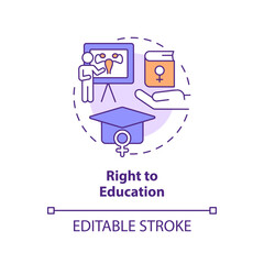 Right to education concept icon. Sexual health. Interpersonal relationship. Reproductive choice. Social justice abstract idea thin line illustration. Isolated outline drawing. Editable stroke