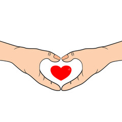 Fototapeta premium Hands making heart sign up over, Valentine's Day, vector illustration. EPS10.