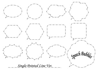 吹き出しセット　一点鎖線　枠のみ
