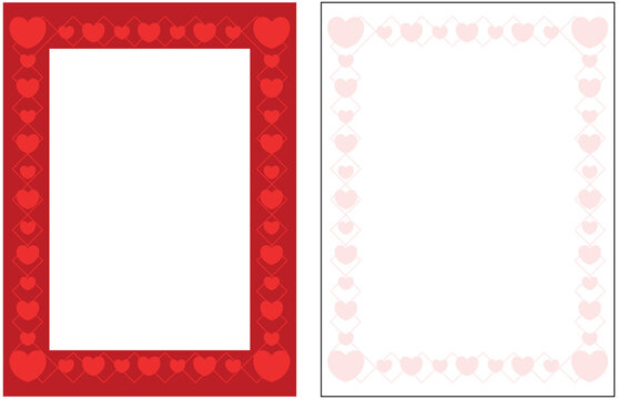 poster frame decoration with heart icon with free space for photo or text, border vector template. Greeting card, invitation, birthday, mother's day, banner, social media.