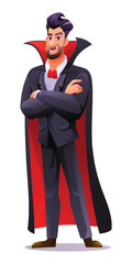 Dracula vampire character in cartoon style isolated on white background