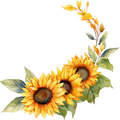 Sunflowers Decorative Watercolor Illustration. Generative AI