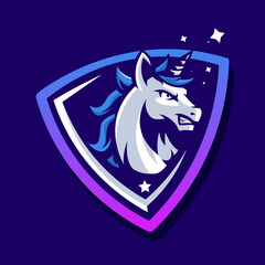Unicorn eSport Mascot logo design vector