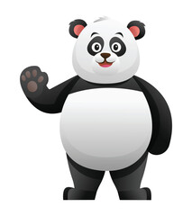 Cute panda waving hand cartoon illustration