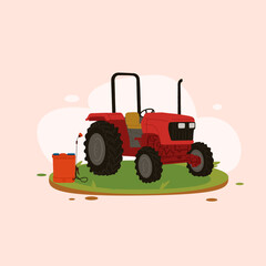 Editable flat vector design for farming equipment.