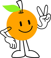 Hand drawn vector illustration of Orange Retro Cartoon Art Style | Logo, Icon, Visual Identity, Asset, Fruits