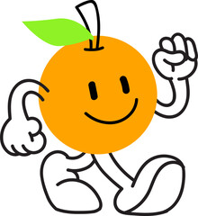 Hand drawn vector illustration of Orange Retro Cartoon Art Style | Logo, Icon, Visual Identity, Asset, Fruits