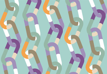 Abstract Trendy Chains Seamless Vector Pattern Doodle Style Chic Colors Perfect for Allover Fabric Print or Wrapping Paper
