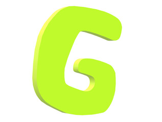 Lime green 3D letter G, three-dimensional model English letters, decorative letters