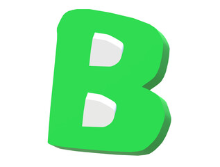 Light green 3D letter B, three-dimensional model English letters, decorative letters