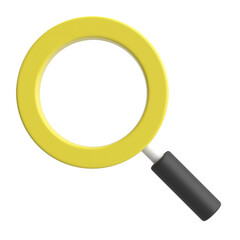 Magnifying glass. Search icon. 3D illustration.