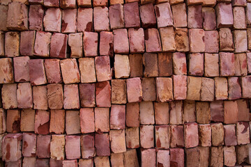 Fototapeta premium Building Construction Material brick blocks for industrial abstract pattern Texture background wallpaper
