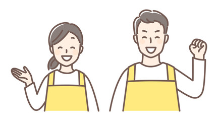 illustration of people wearing apron