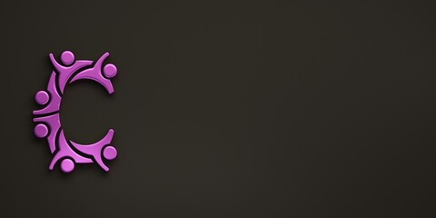 Letter C logo forming teamwork collaboration people icon