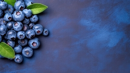 Ripe blueberry mockup and copy space with a gradient background, generative AI