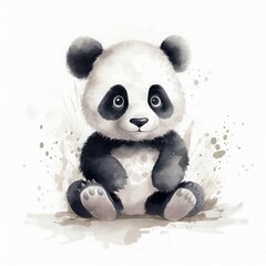 Illustrated baby panda cub for nursery room. Generative AI