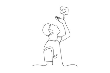 Continuous one line drawing Social media Concept. Single line draw design vector graphic illustration.
