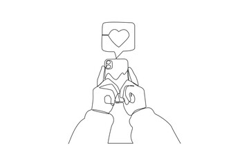 Continuous one line drawing Social media Concept. Single line draw design vector graphic illustration.