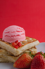 Strawberry Ice Crean Waffle