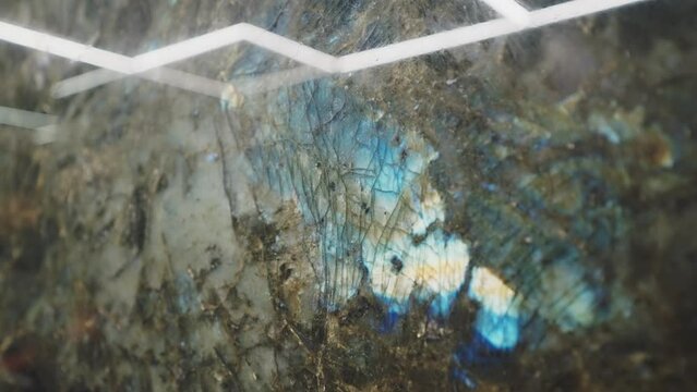 Lights Reflecting On Glimmering Natural Labradorite Display. macro