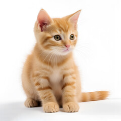 Obraz premium Playful ginger kitten on a white background, isolated object