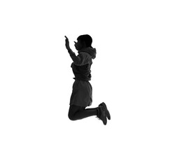Silhouette of jumping girl. Active kid.