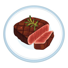 Beef Steak Meat Food Vector Illustration