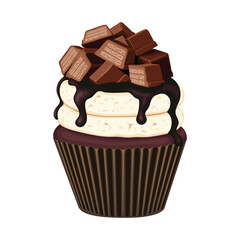Cupcake Chocolate Cream Sweet Cake Dessert Vector Illustration