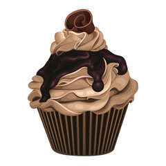 Cupcake Chocolate Cream Sweet Cake Dessert Vector Illustration