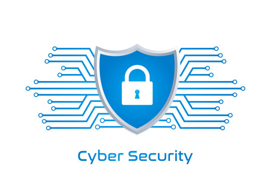 Cyber security logo with shield lock icon