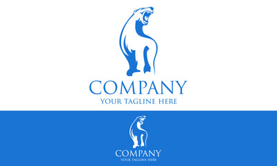 Blue Color Angry Bear Logo Design