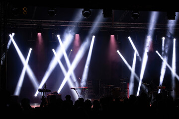 Fototapeta na wymiar Stage lights on a concert or festival.