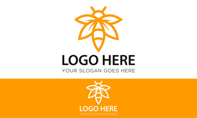 Orange Color Line Art Insect Logo Design