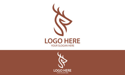 Luxury Brown Color Jump Deer Logo Design