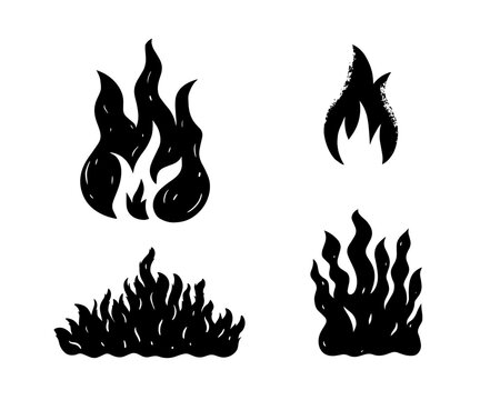 Hand drawn black bonfire sign set vector
