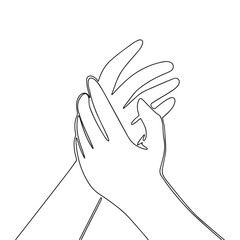 Two human hands, one line continuous. Line art palm, arm outline vector illustration.
