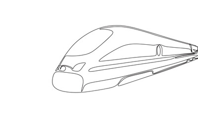 Train line art. One line continuous transport illustration. Vector