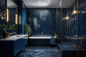 Exquisite 3D Rendered Bathroom Designer Details, an Elegant Freestanding Bathtub, and Striking LED Accents..