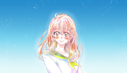 セーラー服の女子学生　笑顔