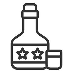 Whiskey bottle and poured glass  - icon, illustration on white background, outline style
